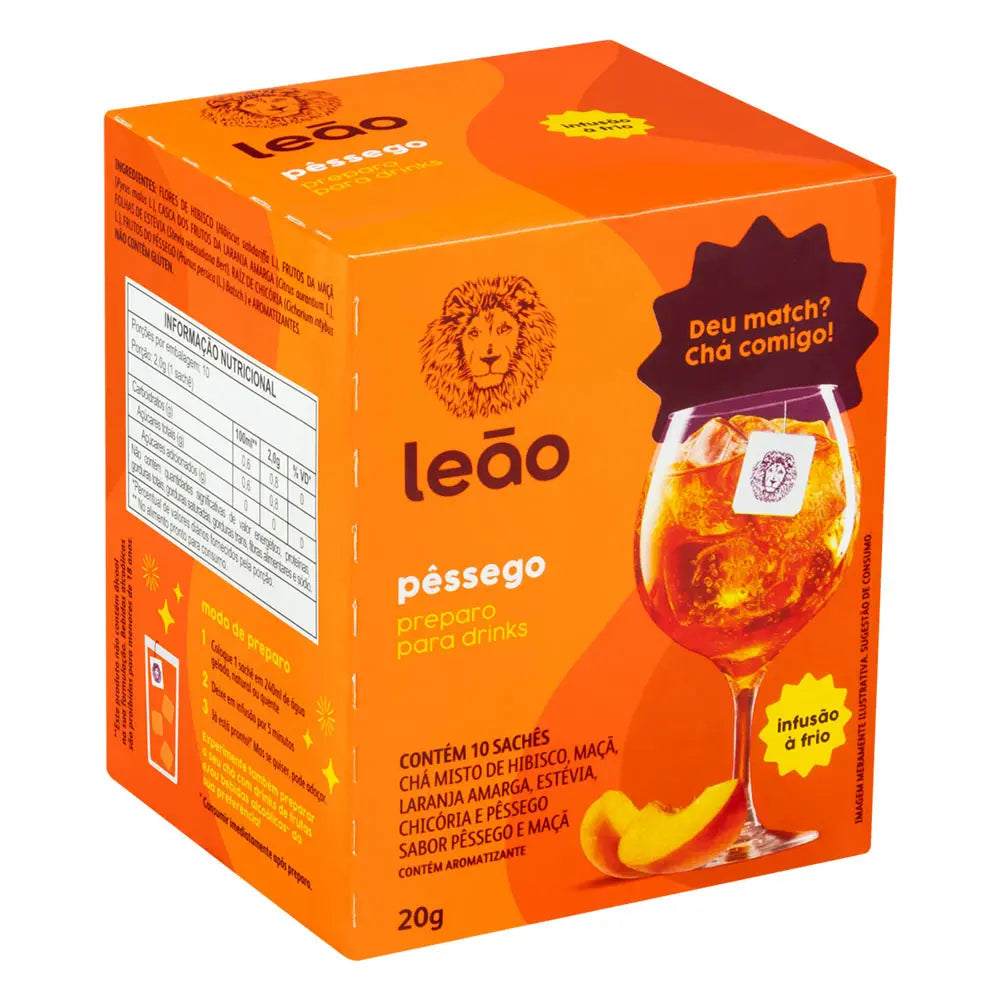 Chá de Pêssego Leão 20g 10 Unidades