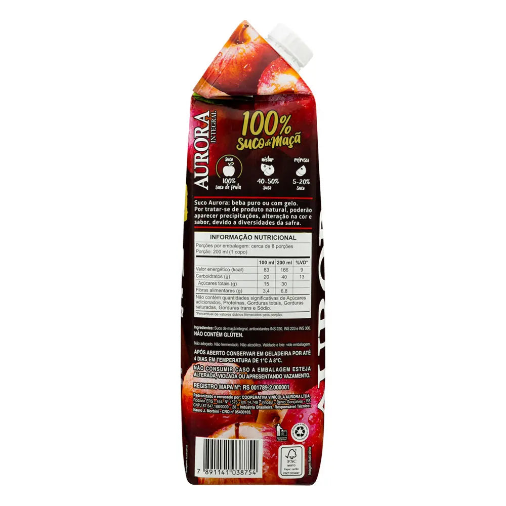 Suco Integral Maçã Aurora 1,5L