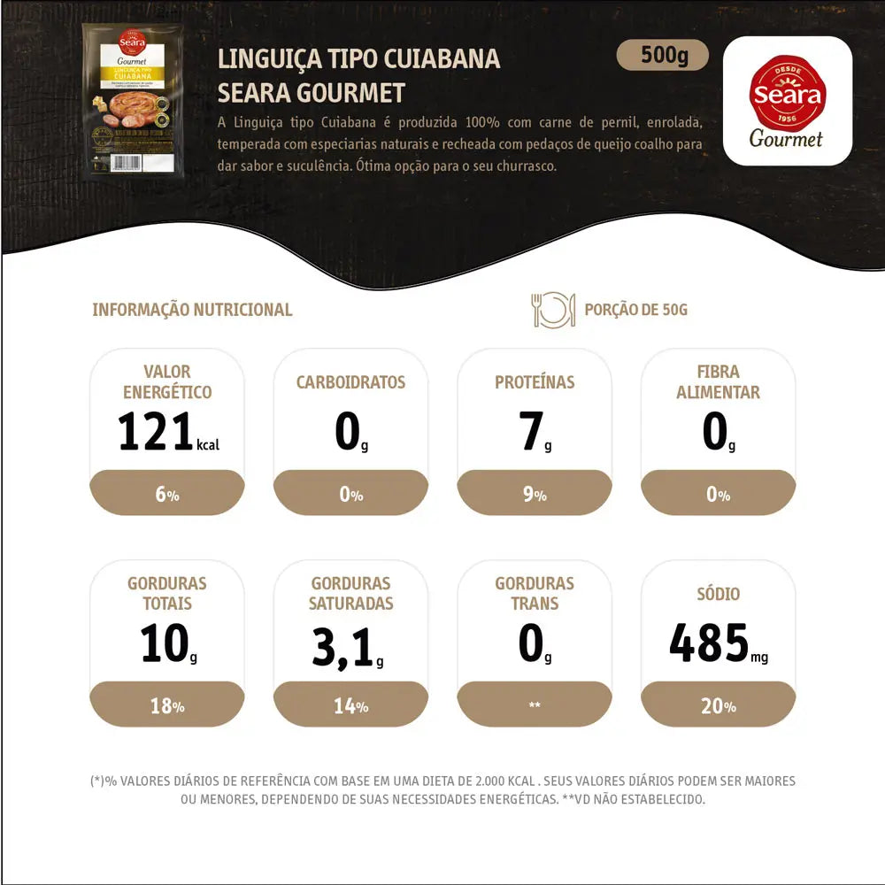 Linguiça tipo cuiabana Seara Gourmet 500g