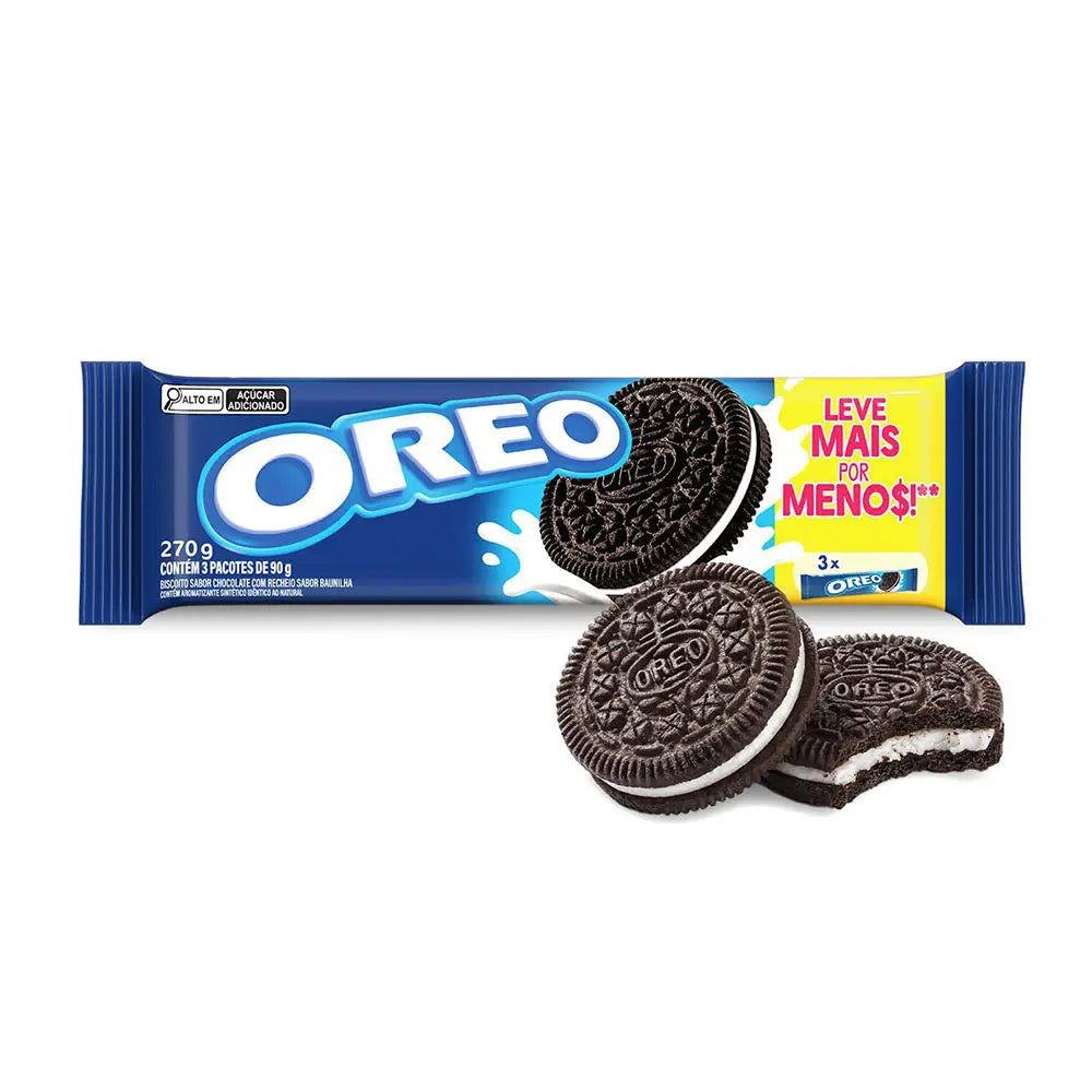 Biscoito recheado Oreo original embalagem econômica multipack 270g