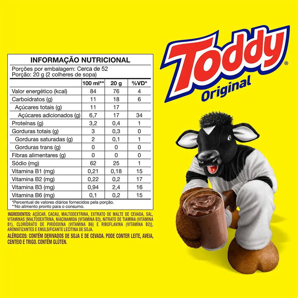 Achocolatado Em Pó Original Toddy 1,02Kg + Econômica