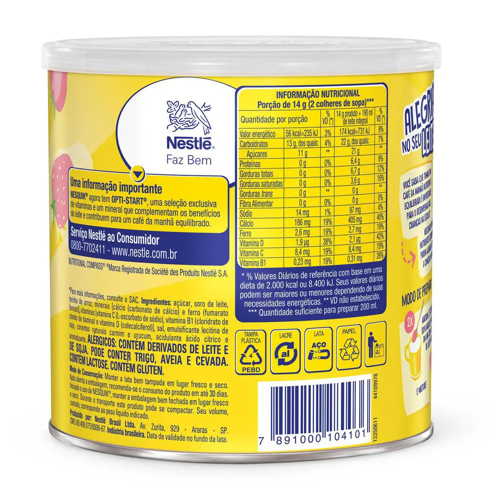 Achocolatado em Pó Sabor Morango Nesquik 380g
