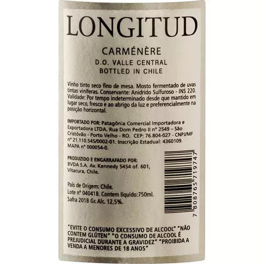 Vinho Chileno Carménère Longitud 750ml