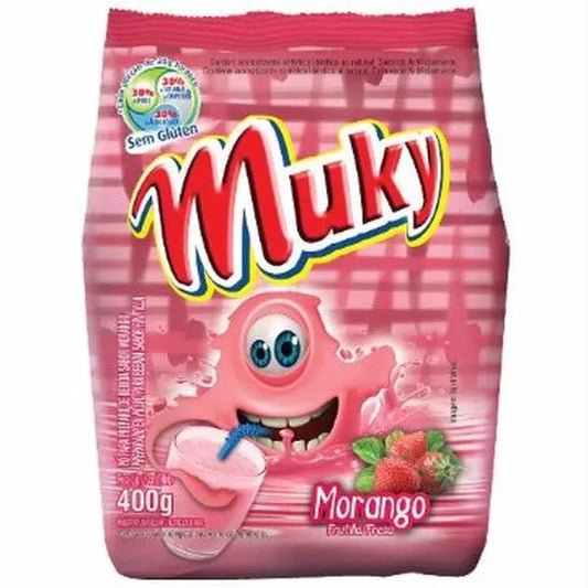 Achocolatado em Pó Sabor Morango Muky 400g