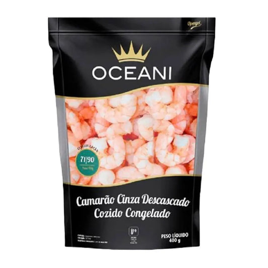 Camarão Cinza Descascado Cozido Congelado 71/90 Oceani 400g