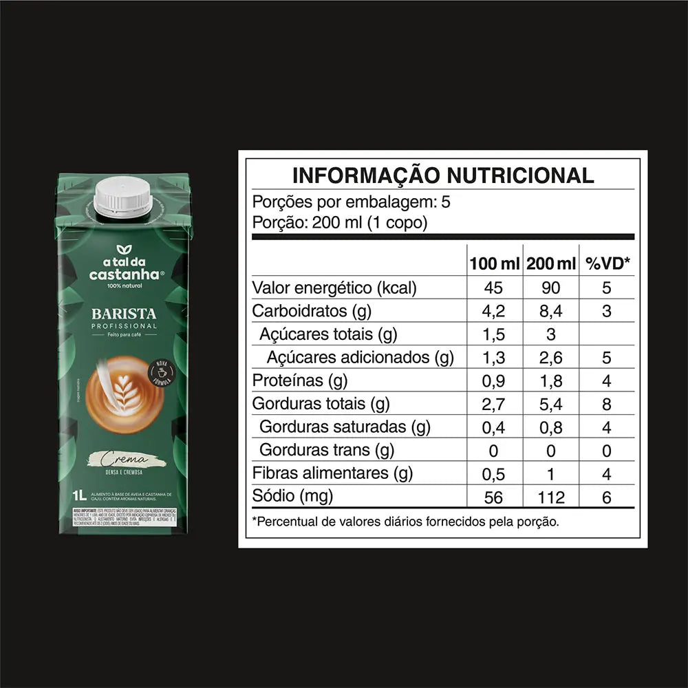 Bebida Vegetal Castanha-de-Caju e Aveia Barista A Tal da Castanha 1l