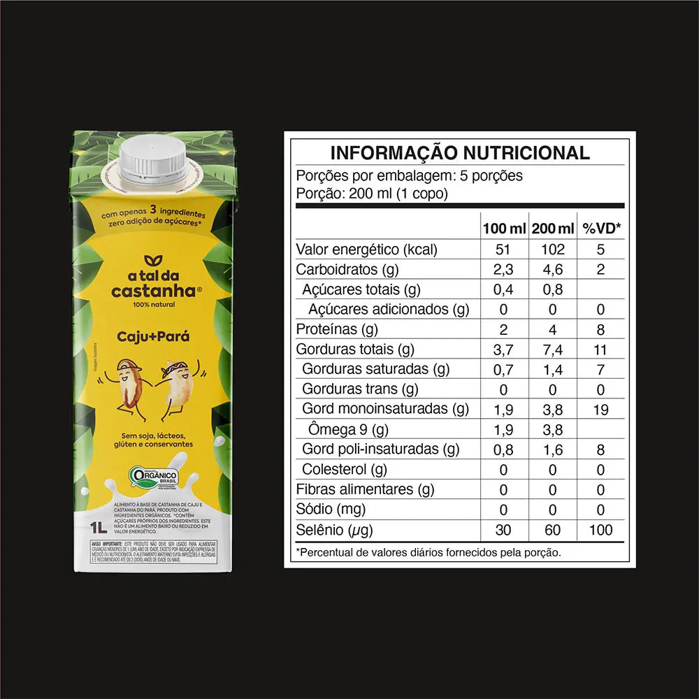 Bebida Vegetal A Tal da Castanha Caju/Para 1l
