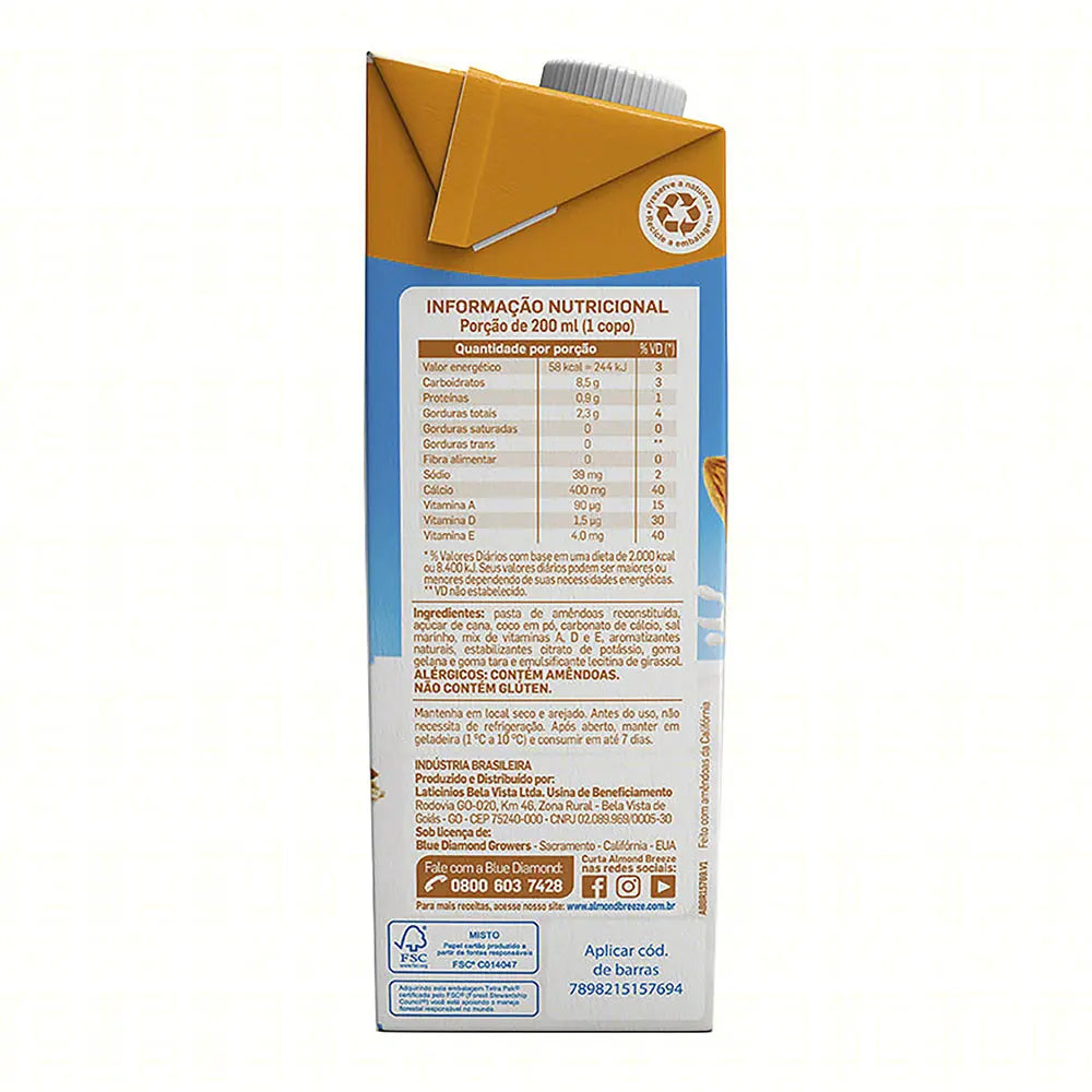 Bebida á Base de Amêndoas Coco com Amêndoas Almond Breeze 1L