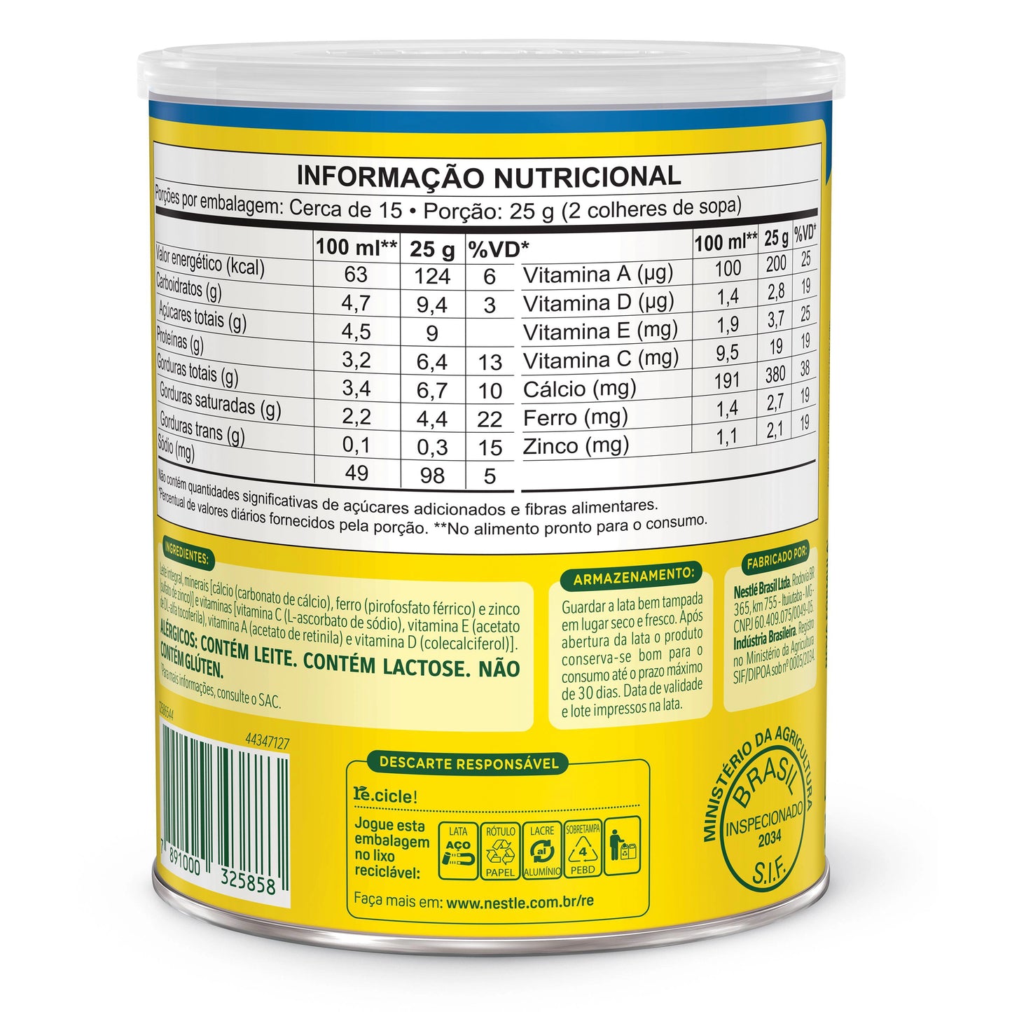 Leite em Pó Ninho Integral Lata 380g